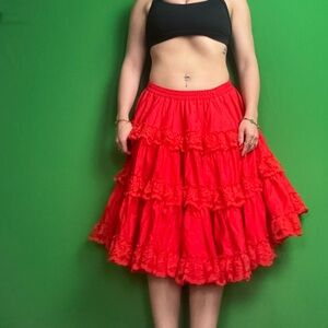 Red Layered Women's Skirt